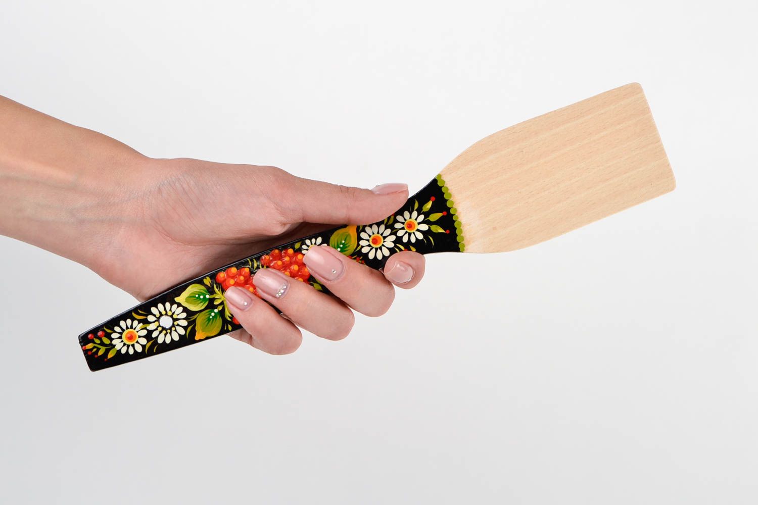 Деревянная лопатка ручной работы аксессуар для кухни деревянная посуда расписная фото 2