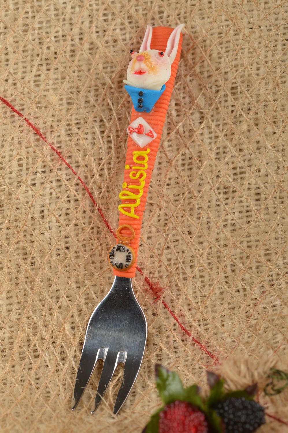 Tenedor artesanal de metal regalo original utensilio de cocina infantil foto 1