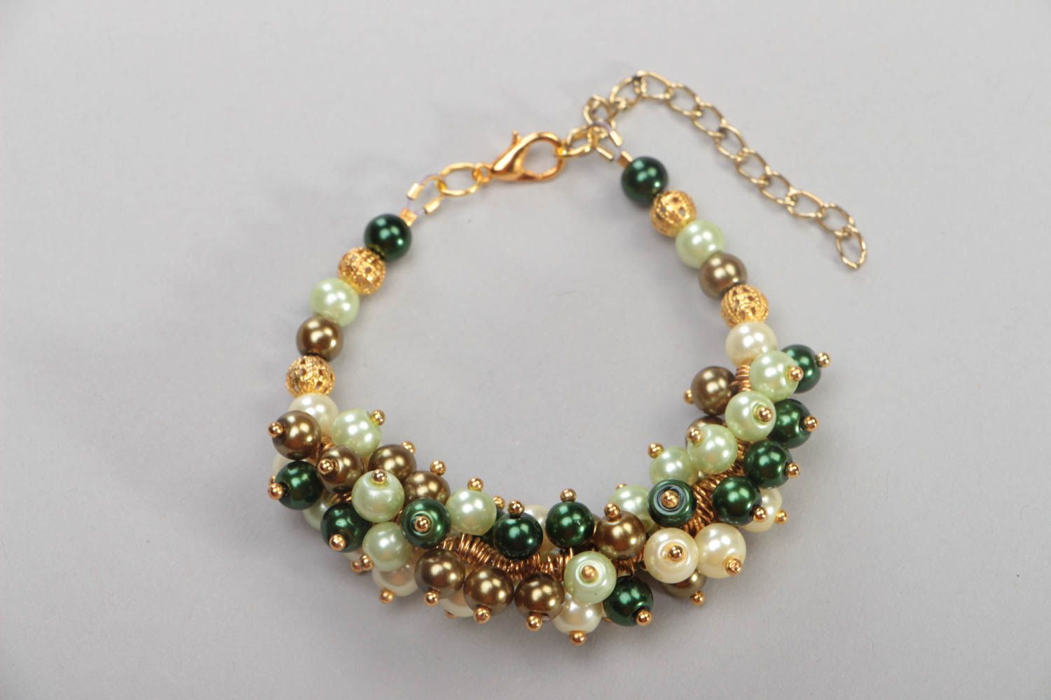 Bracelet en perles céramiques multicolore fait main sur chaîne pour femme photo 3