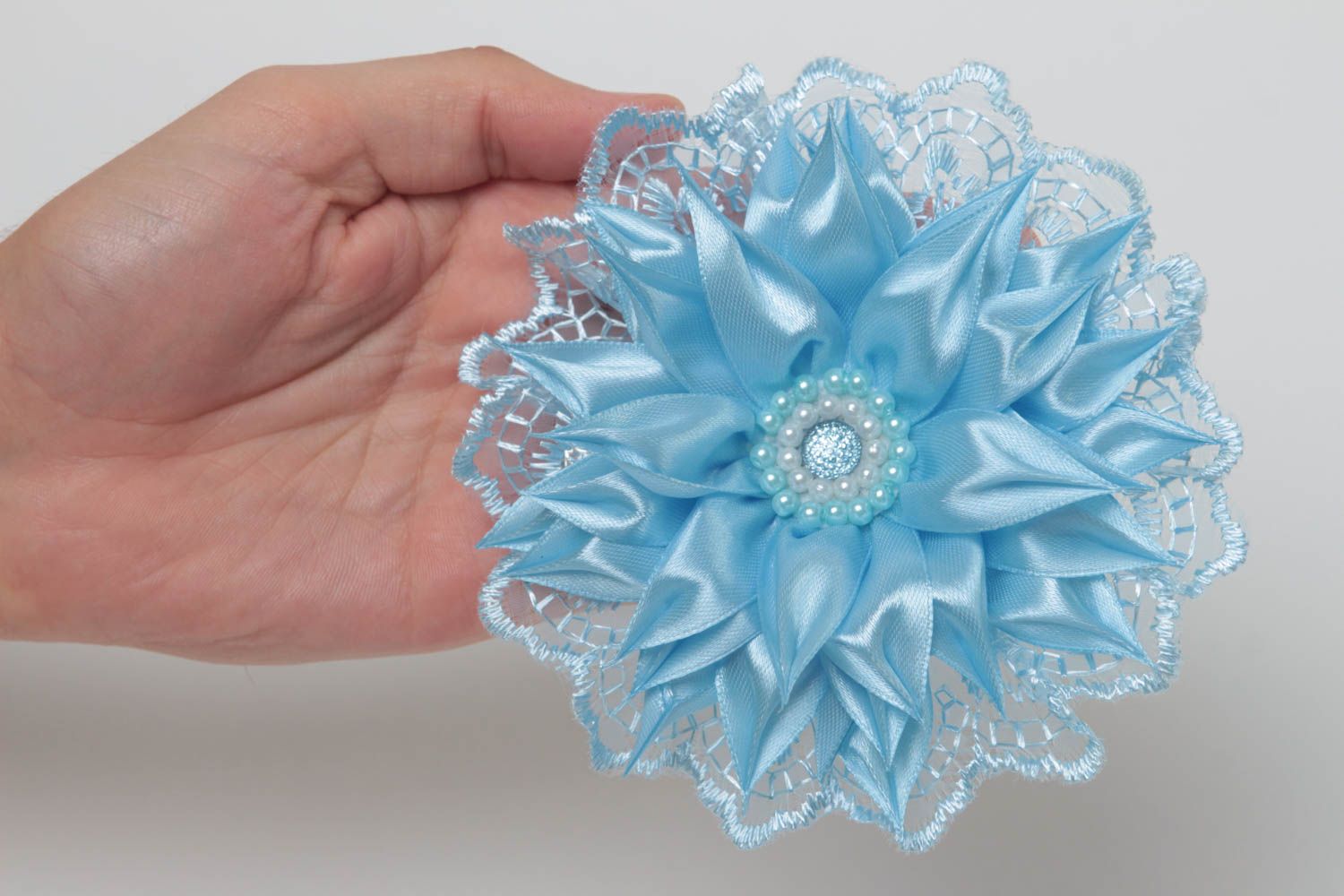 Haarspange Blume handmade Haarspangen Kinder Accessoire für Haare in Blau foto 5