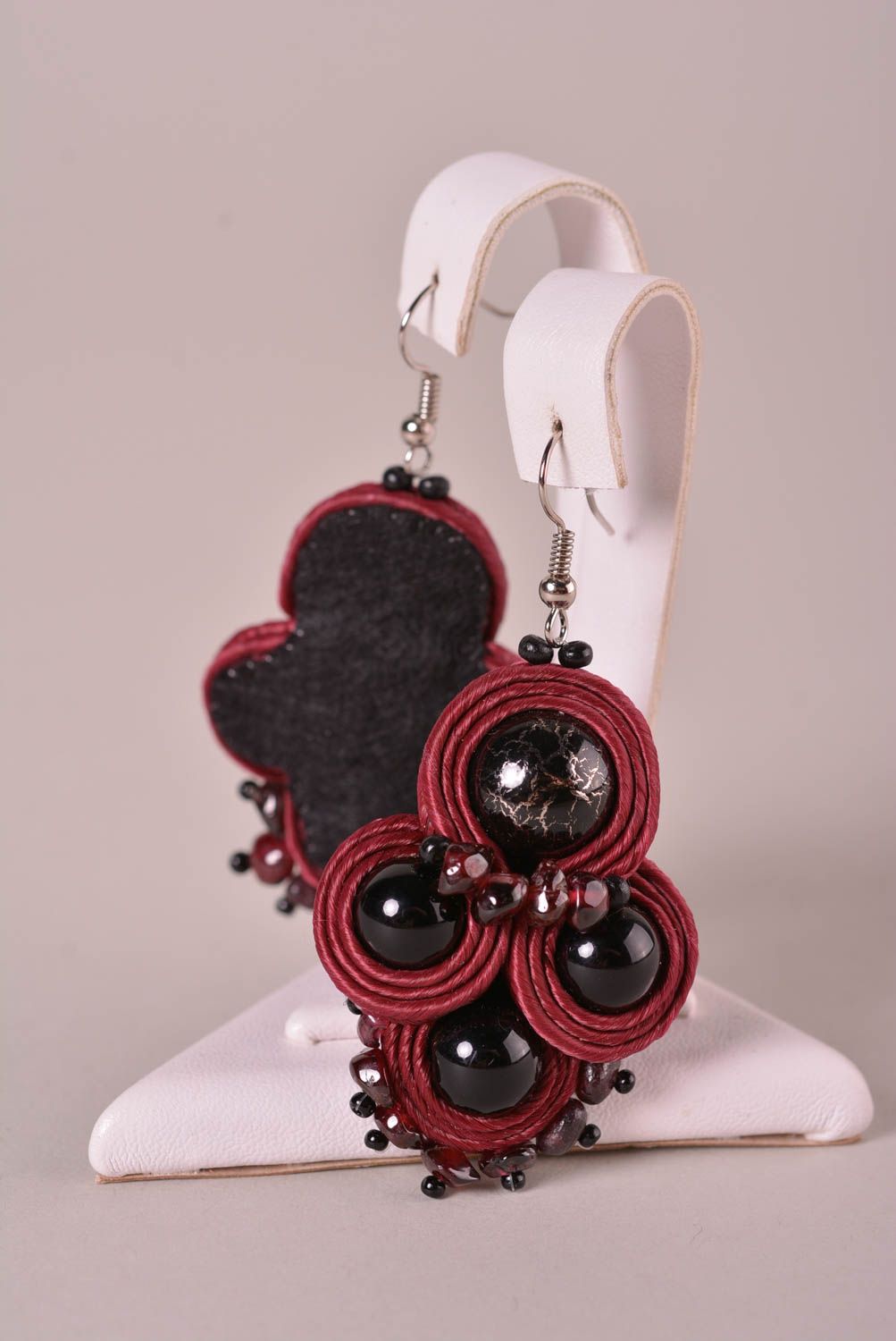 Handmade design jewelry soutache earrings unusual big earrings for women  photo 1