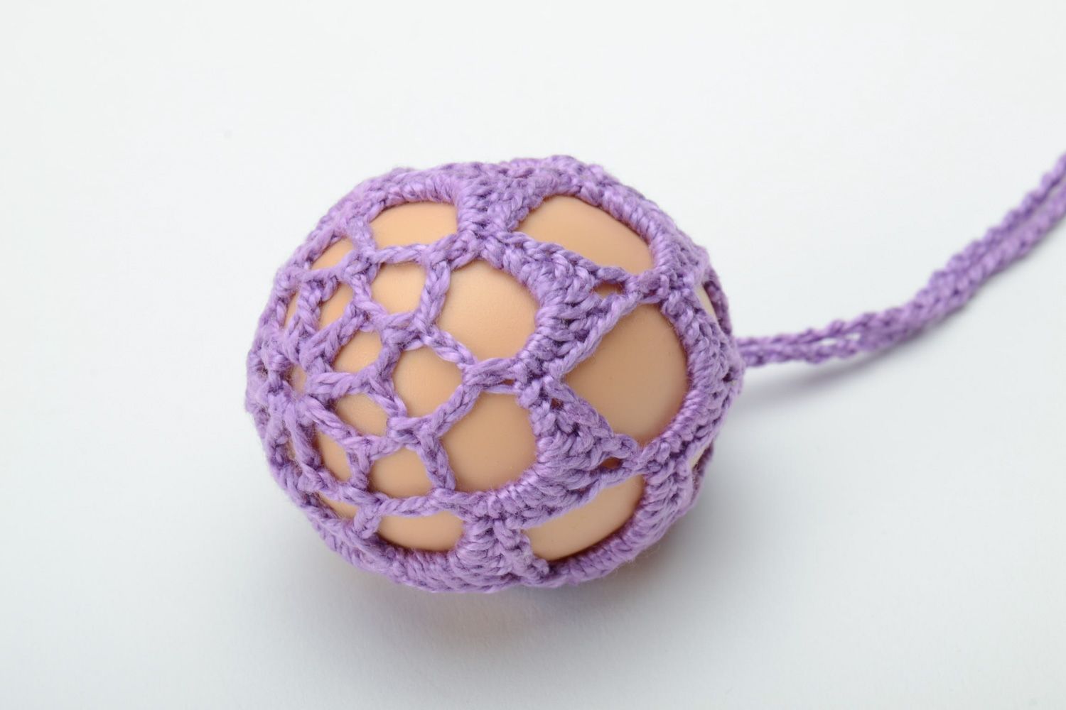 Homemade lilac interior pendant Easter egg woven over with threads photo 2