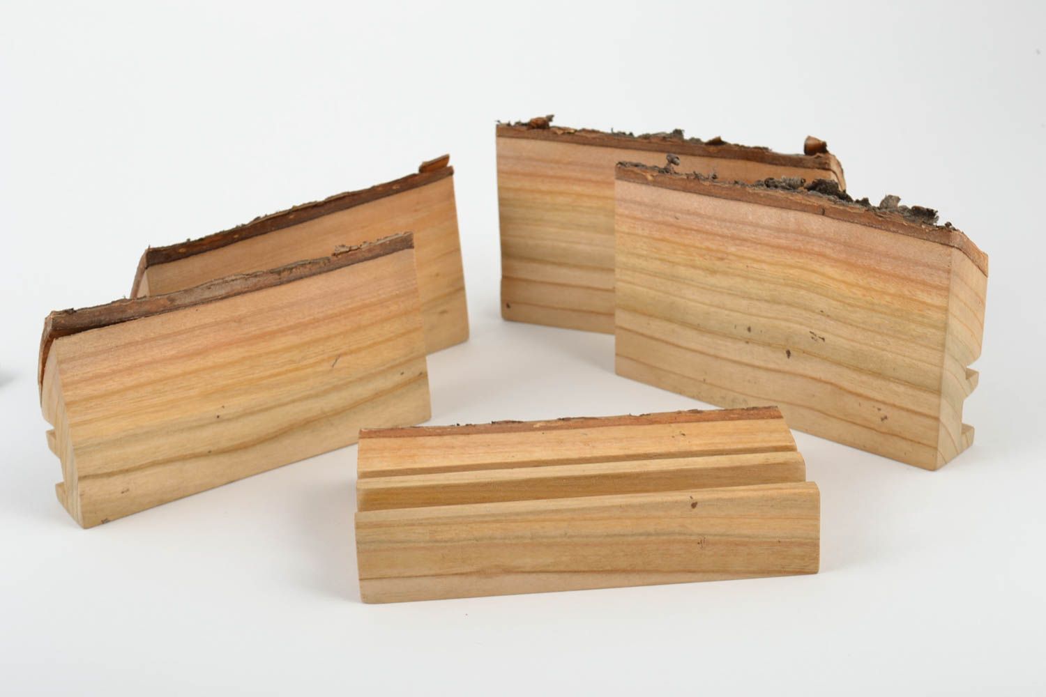 Комплект подставок для телефонов из дерева в эко-стиле хэнд мэйд настольных 5 шт фото 4