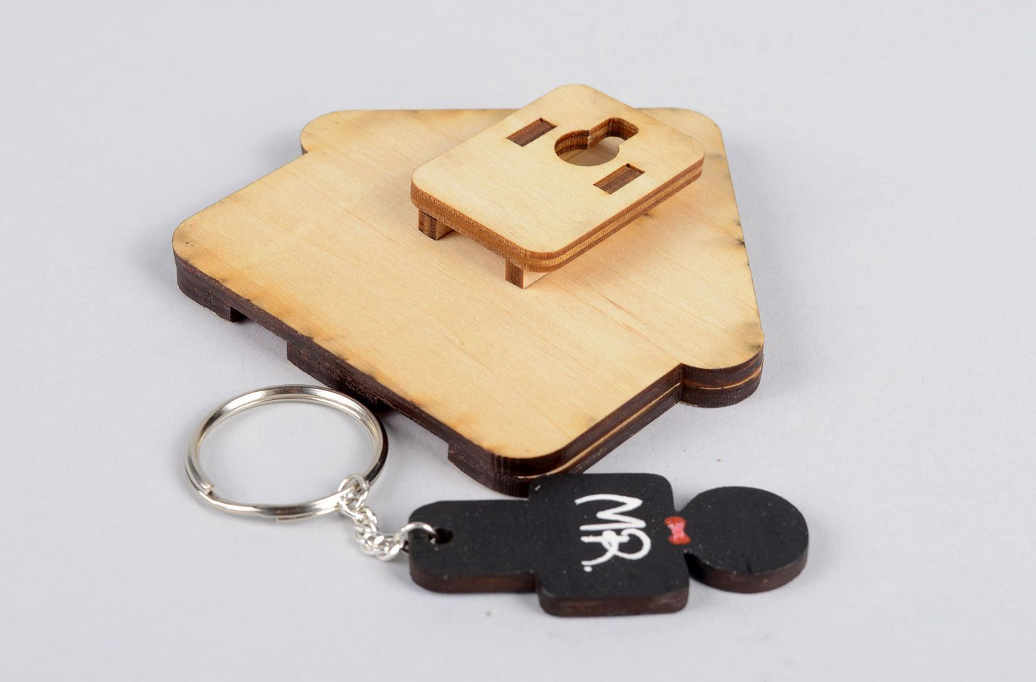 Handmade Schlüsselbrett aus Holz Hakenleiste für Schlüssel Wandhaken Schmuck foto 3