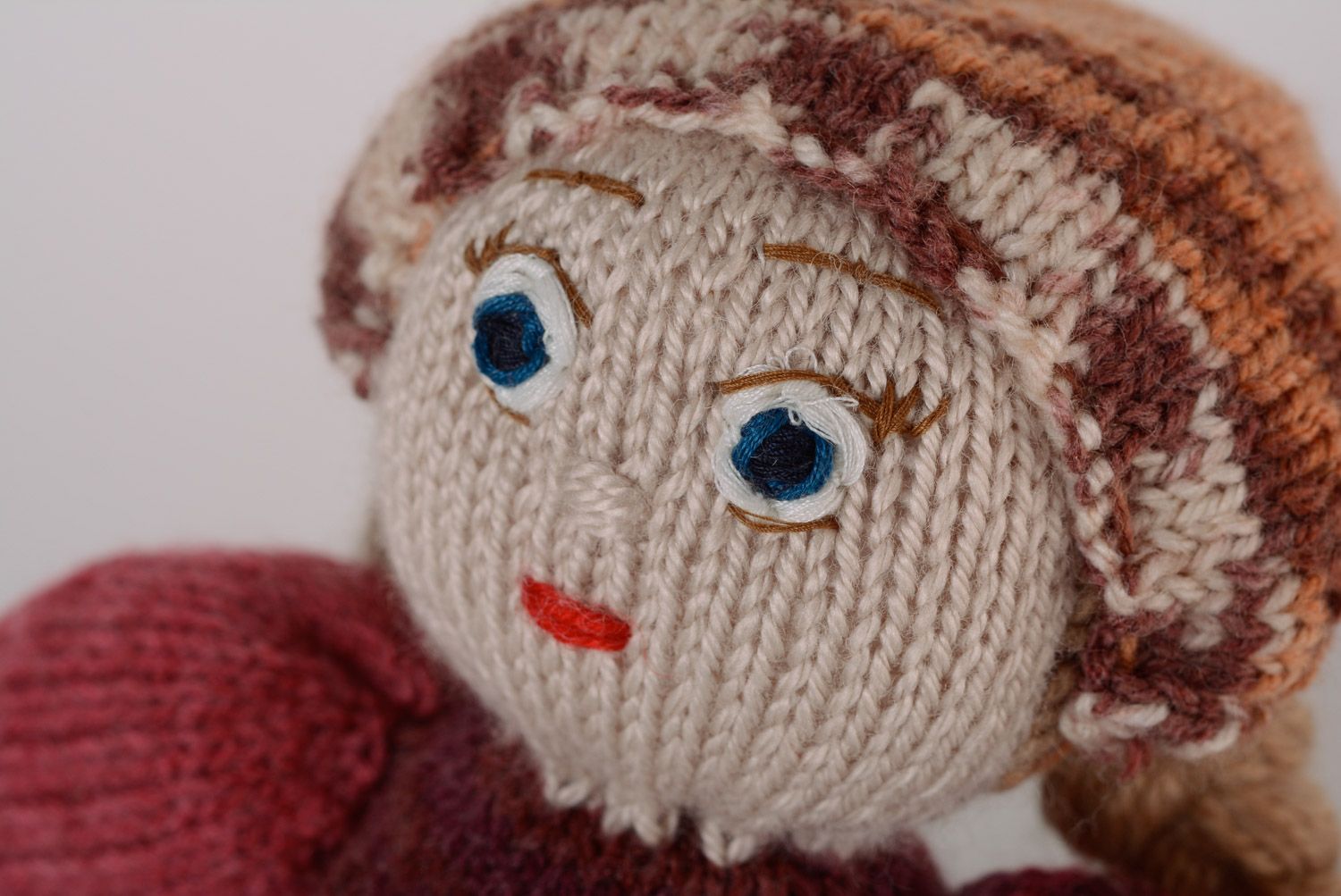 Unusual small handmade knitted doll photo 4
