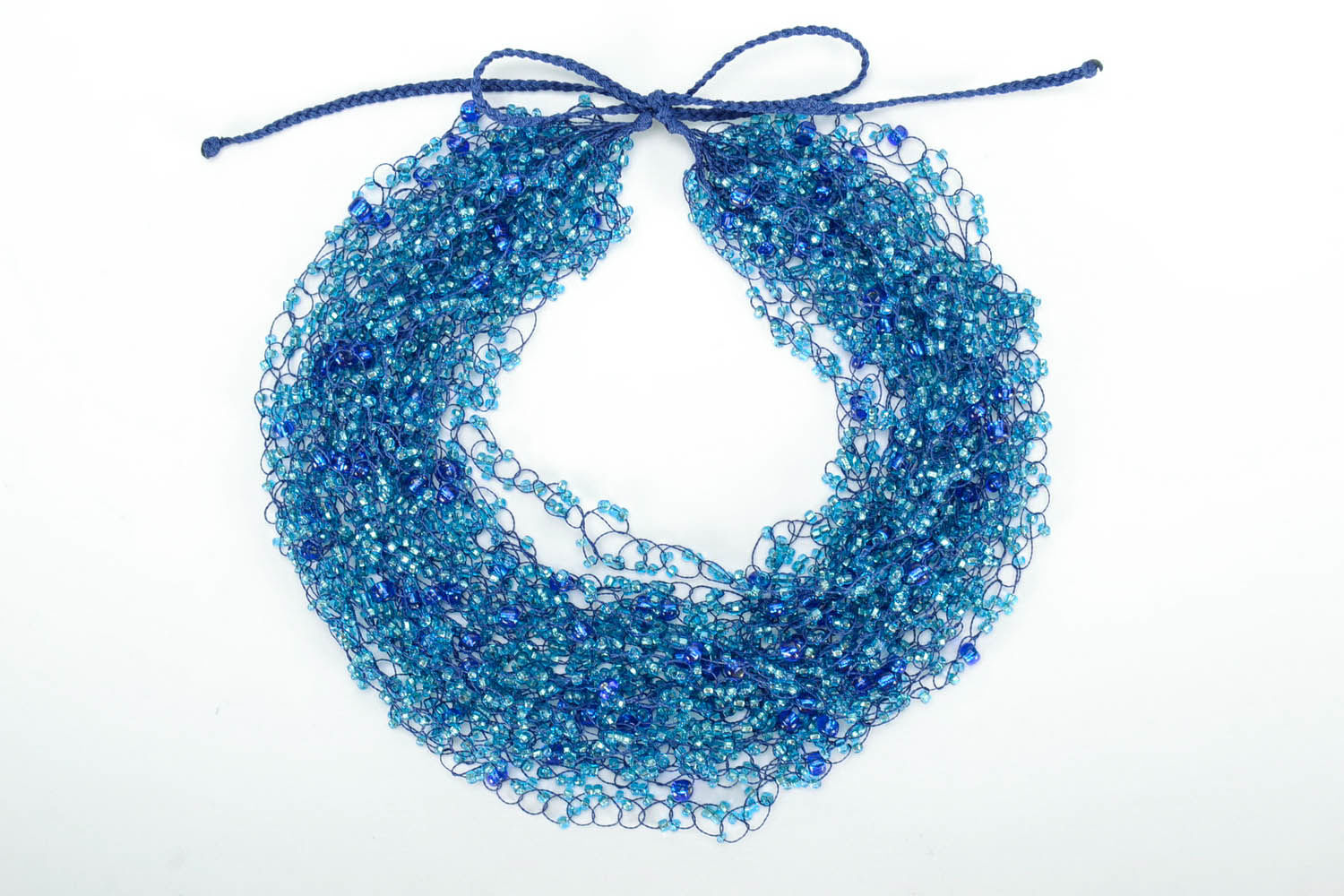 Bead necklace Azure-gray photo 1
