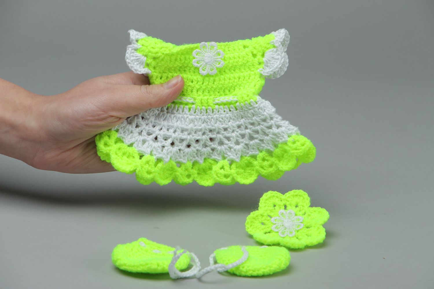 Crochet dress and booties doll clothes photo 4