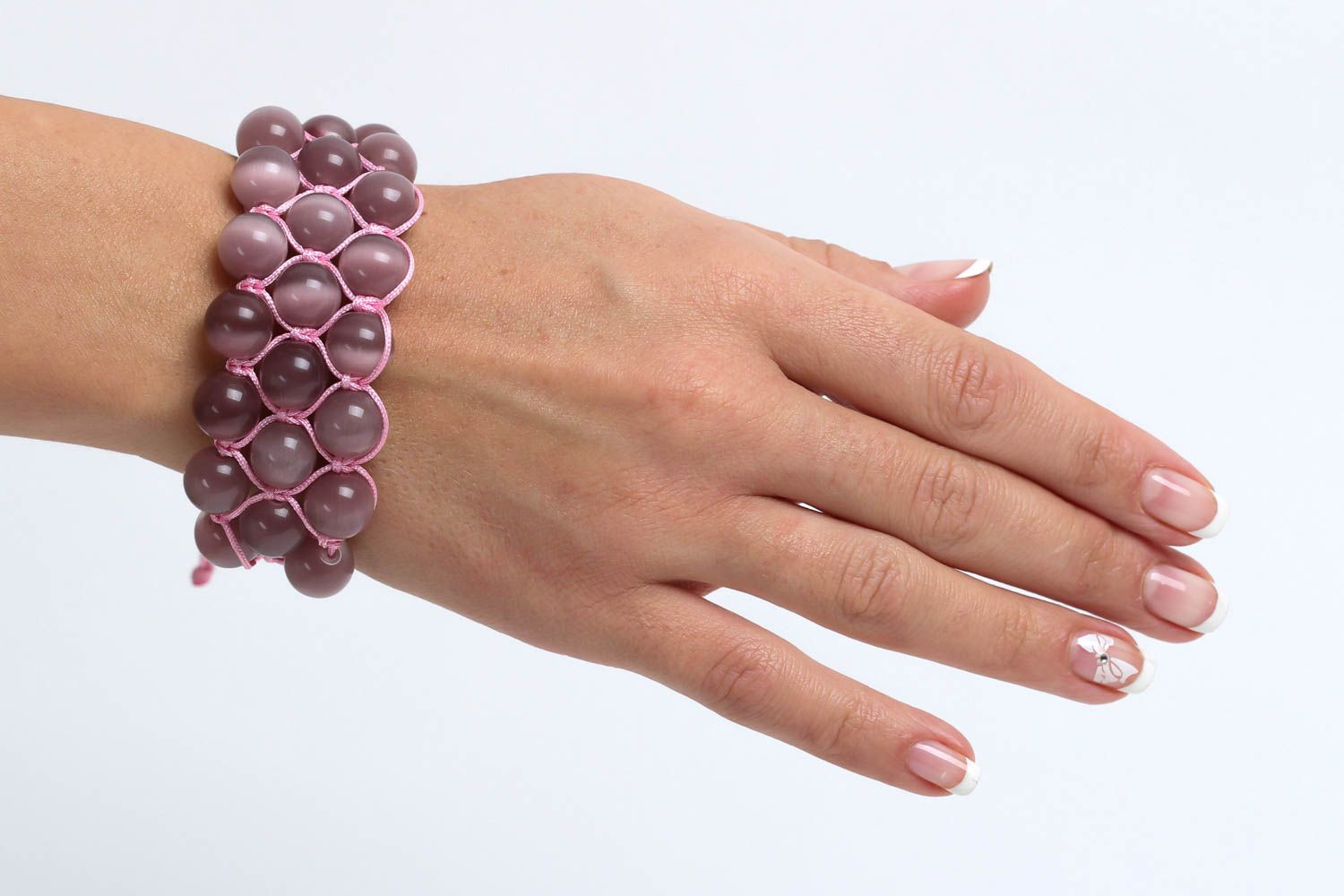 Авторская бижутерия браслет ручной работы фиолетовый широкий красивый браслет фото 5