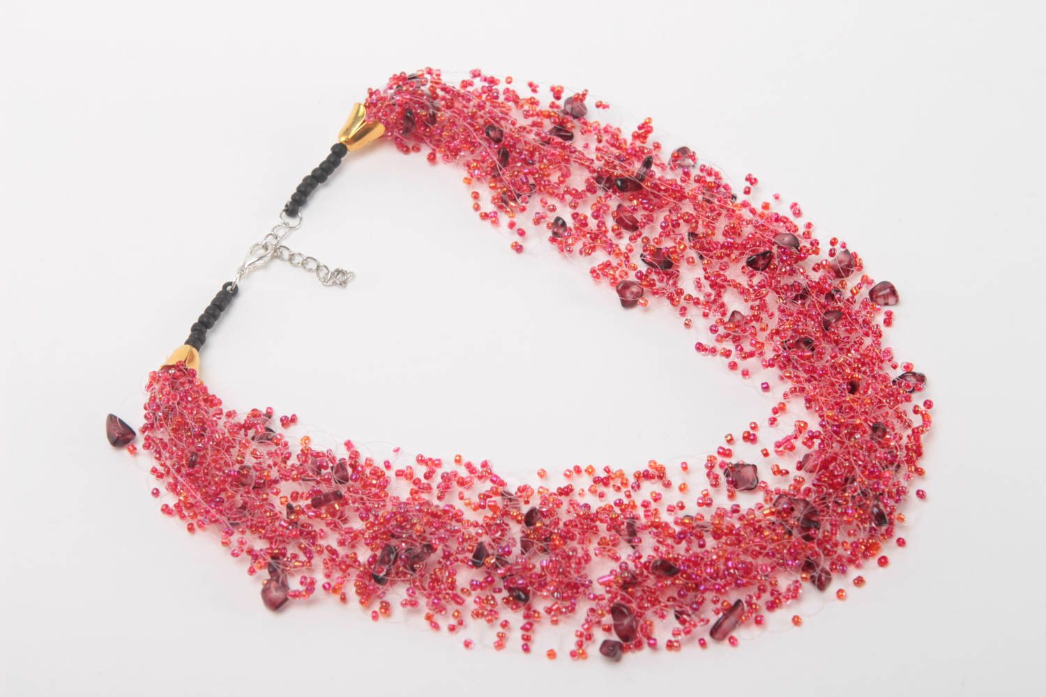 Collier perles rocaille fait main Bijou fantaisie Accessoire femme rose festif photo 2