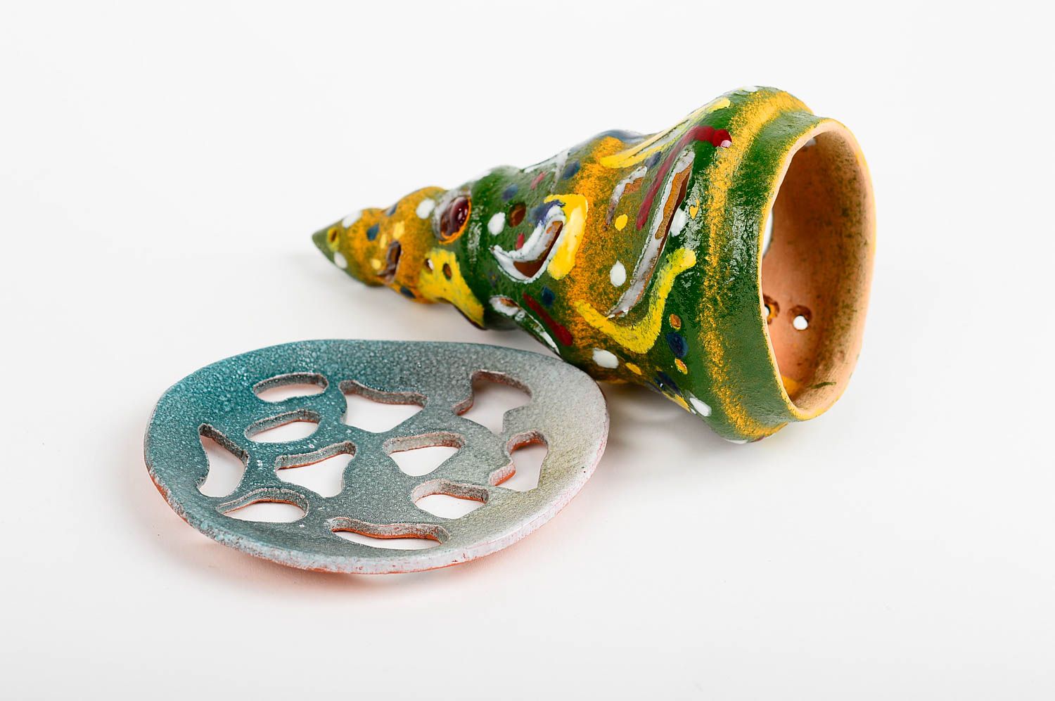 Portavelas de cerámica de barro hecho a mano regalo original decoración de casa foto 4