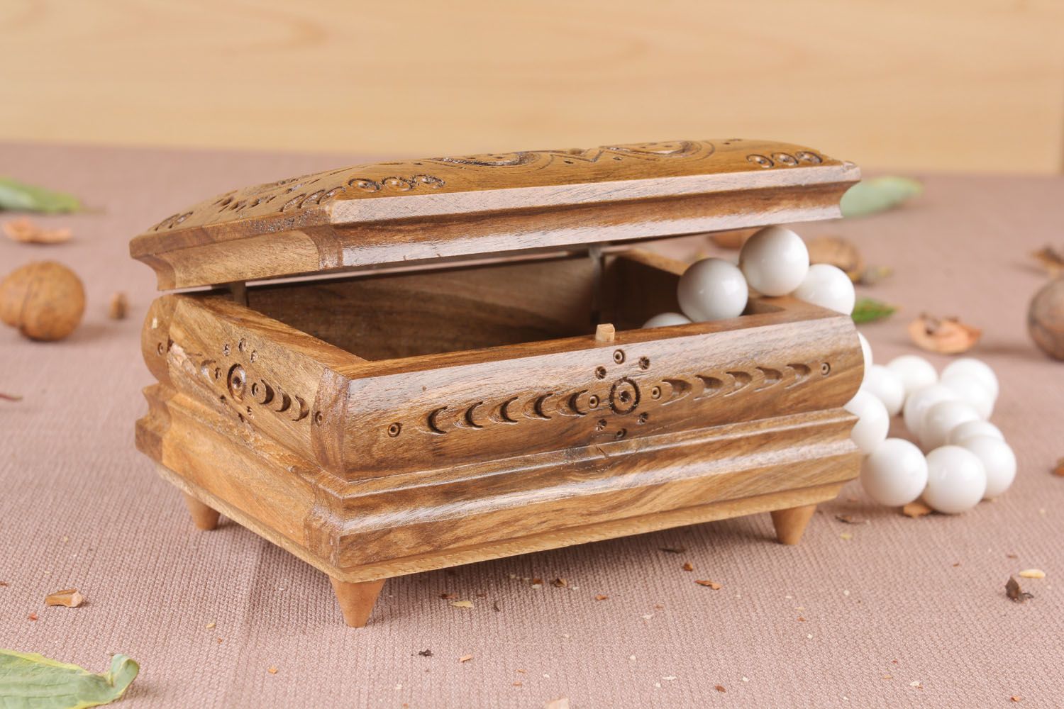 Beautiful carved wooden box photo 5
