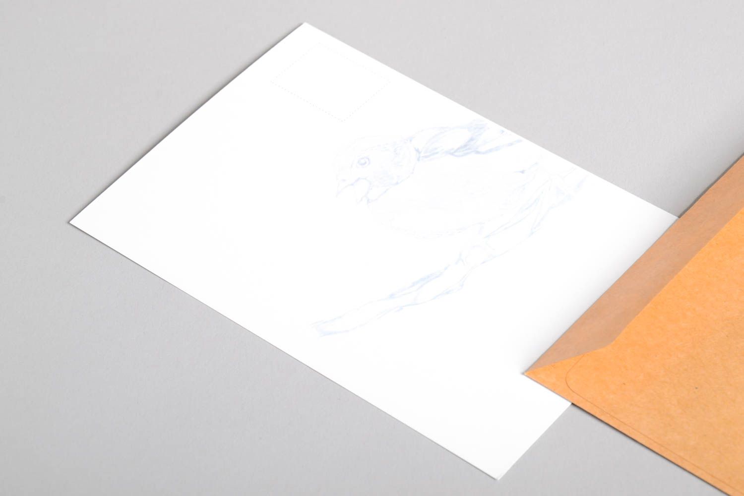 Carte de voeux papier couché faite main blanche avec oiseau Petit cadeau photo 3