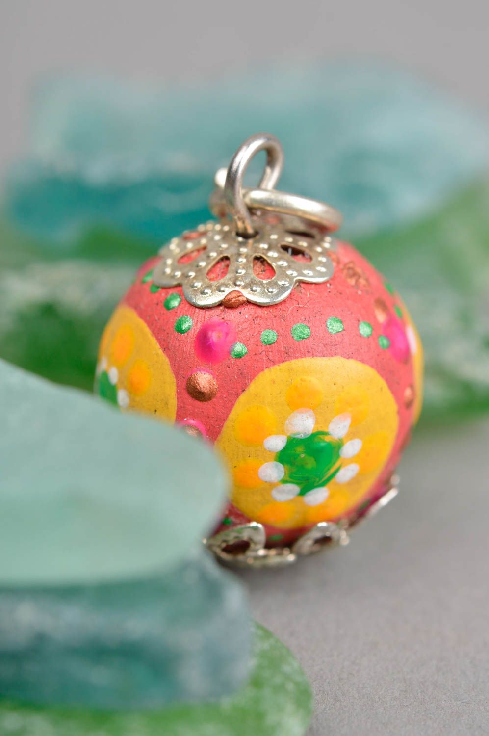 Colorful handmade wooden pendant artisan jewelry designs beautiful jewellery photo 1