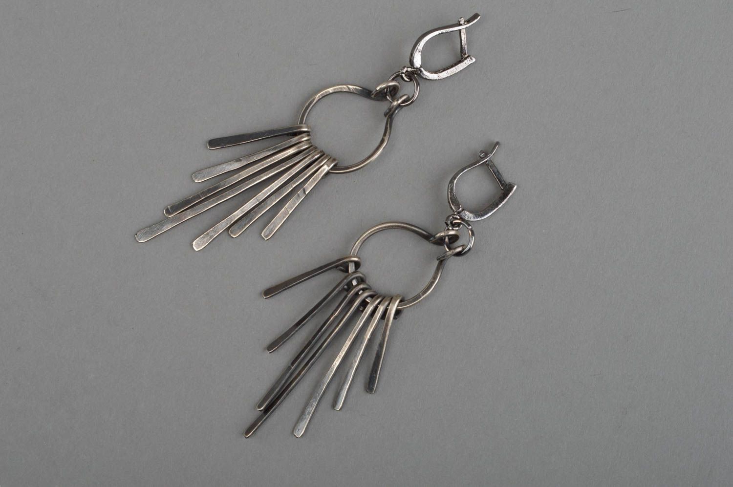 Unusual homemade metal earrings stylsih cupronickel earrings gifts for her photo 2