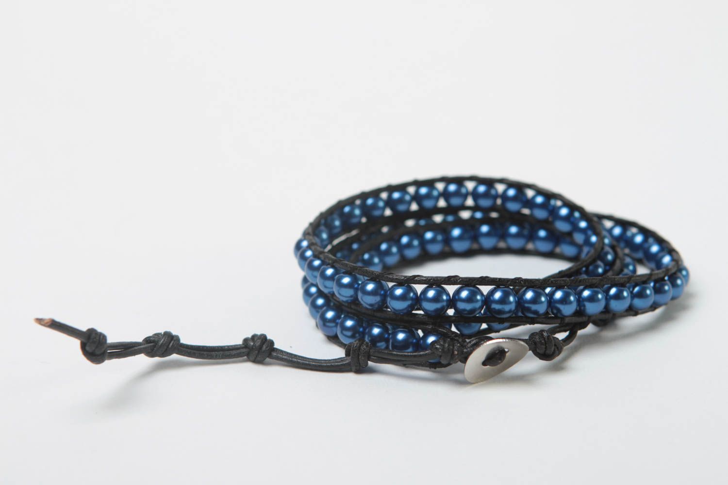 Handmade mehrreihiges Armband Schmuck aus Glasperlen Designer Accessoire foto 5