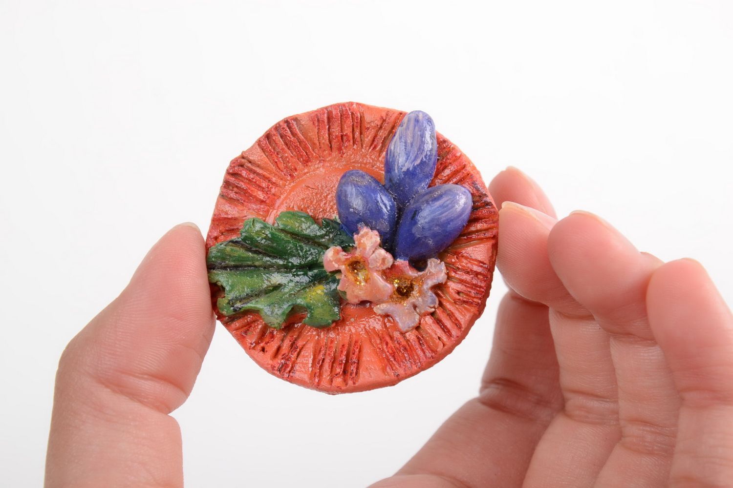 Runder origineller Keramik Kühlschrank Magnet handmade mit Acrylfarben bemalt  foto 3