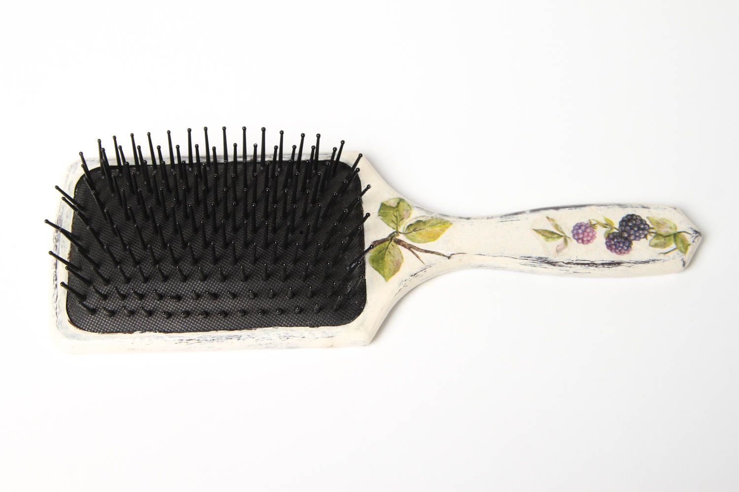 Wooden hairbrush designer handmade hairbrush decoupage goods gift for women photo 3