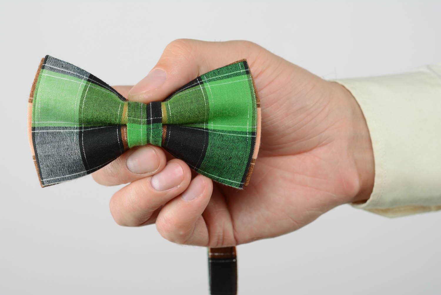 Grüne karierte Fliege Krawatte aus Textil foto 5
