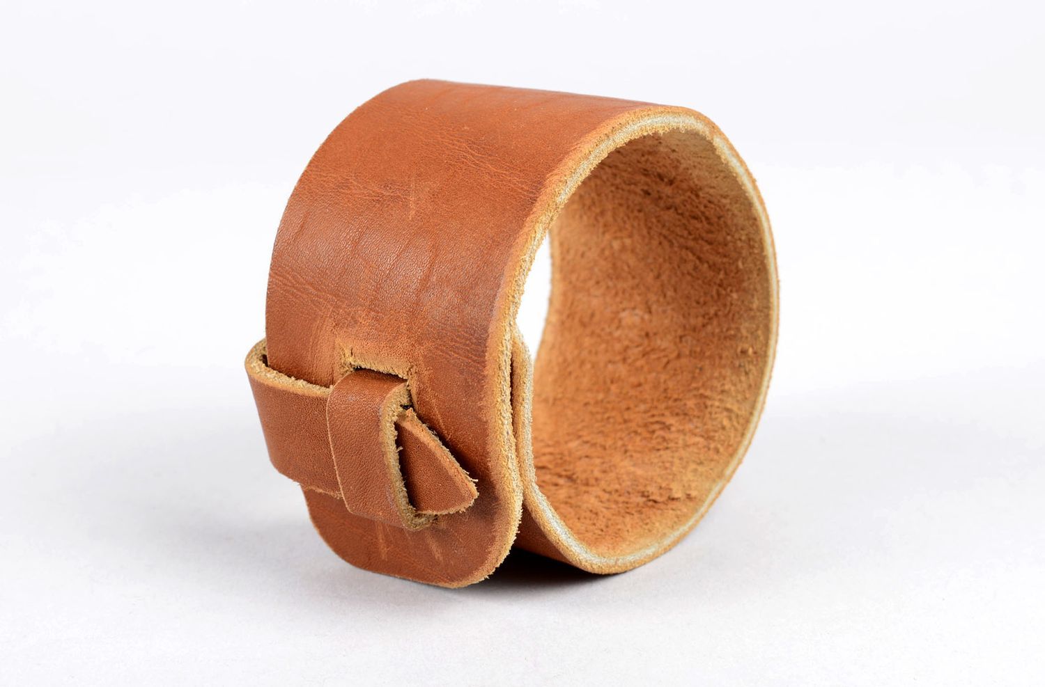 Кожаный браслет хэнд мейд браслет на руку коричневый широкий украшение из кожи фото 3