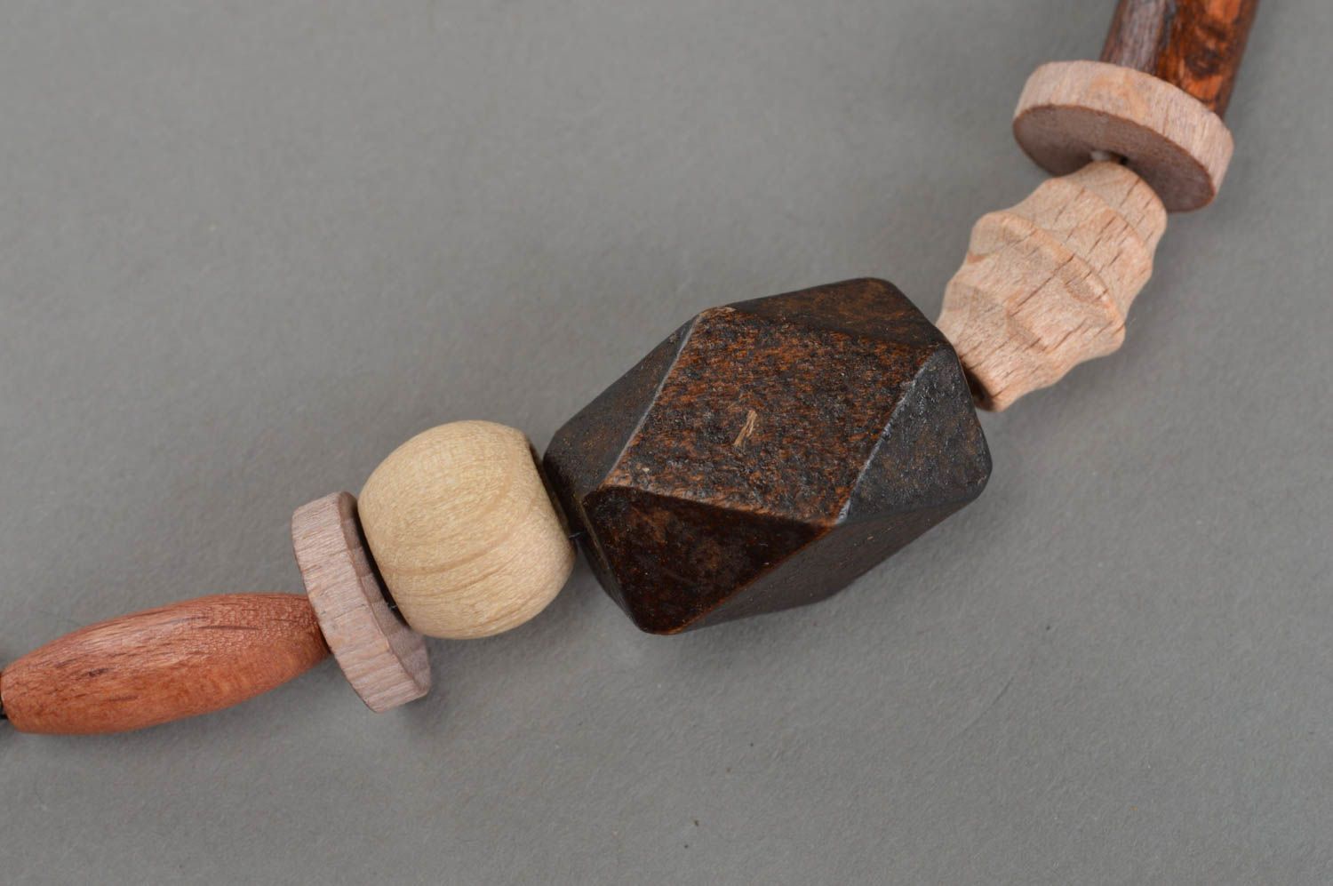 Collar de cuentas de madera hecho a mano bisutería étnica accesorio para mujer foto 4