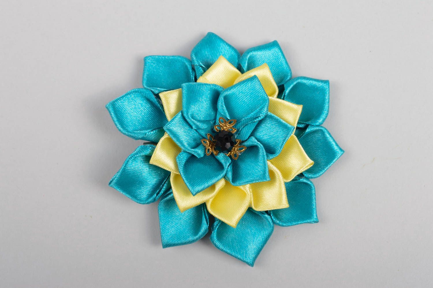 Blau gelbe Blume Haarspange handgemachter Schmuck Accessoire für Mädchen foto 5