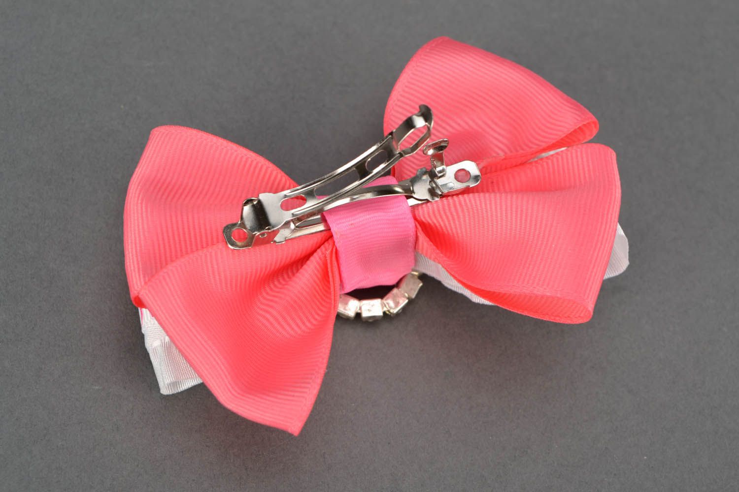 Homemade automatic hair clip with a bow Tenderness photo 4
