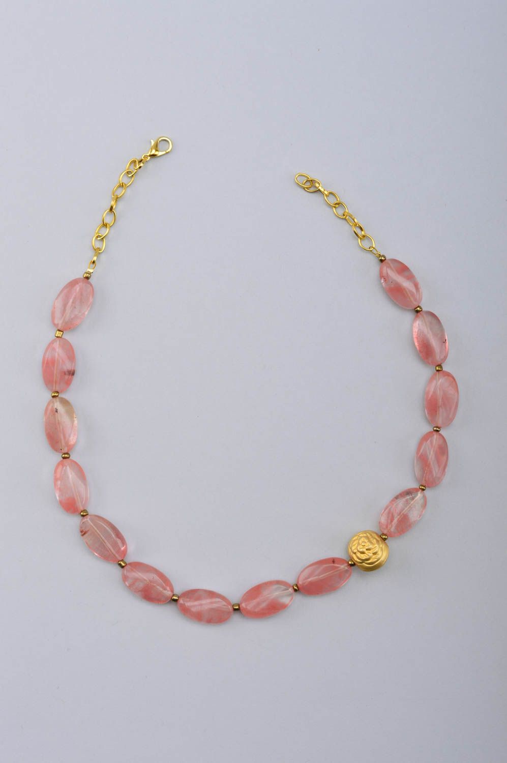 Collier avec pierres quartz rose Bijou fait main design Accessoire femme photo 5