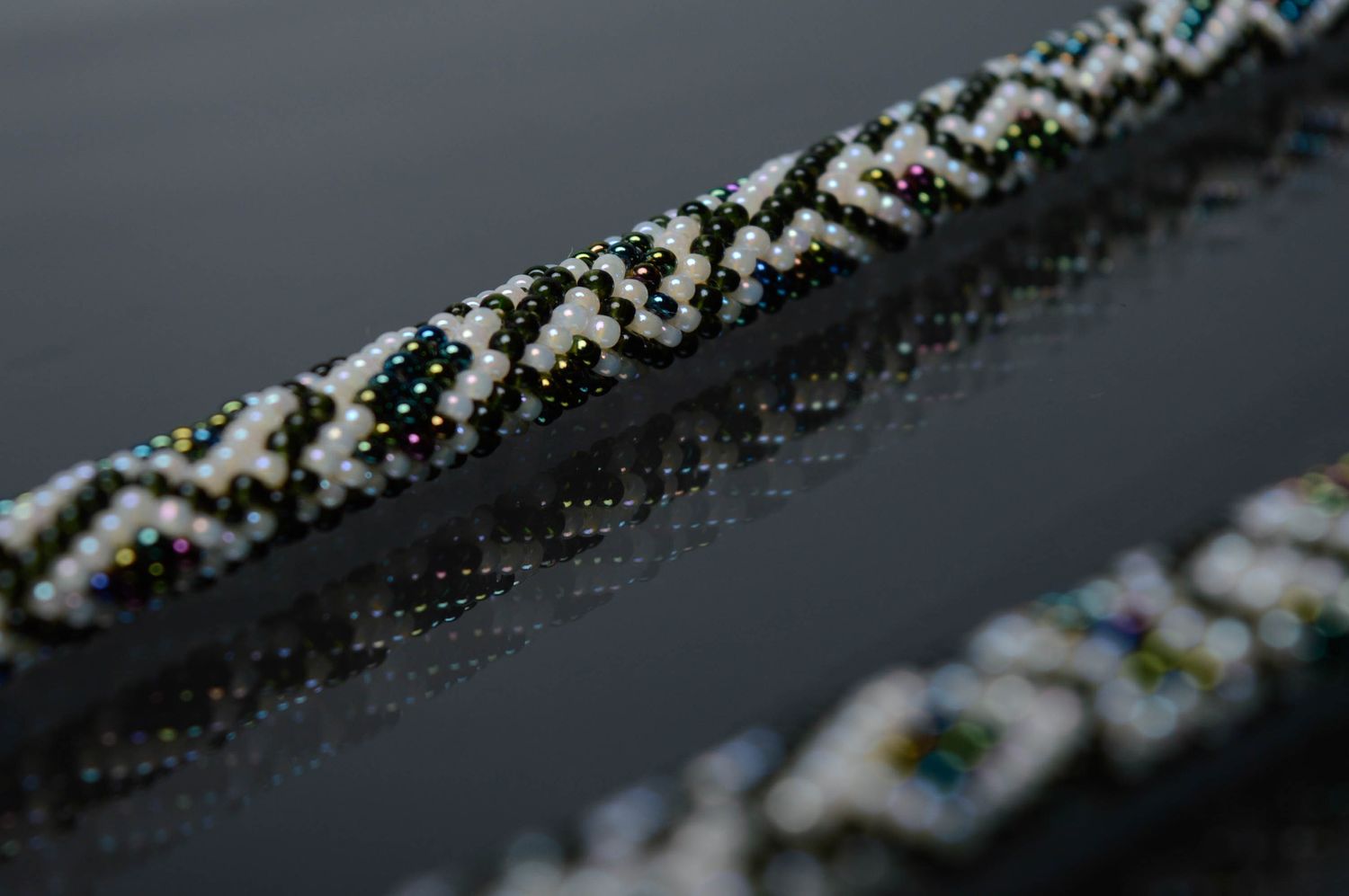 Unusual beaded cord necklace photo 2
