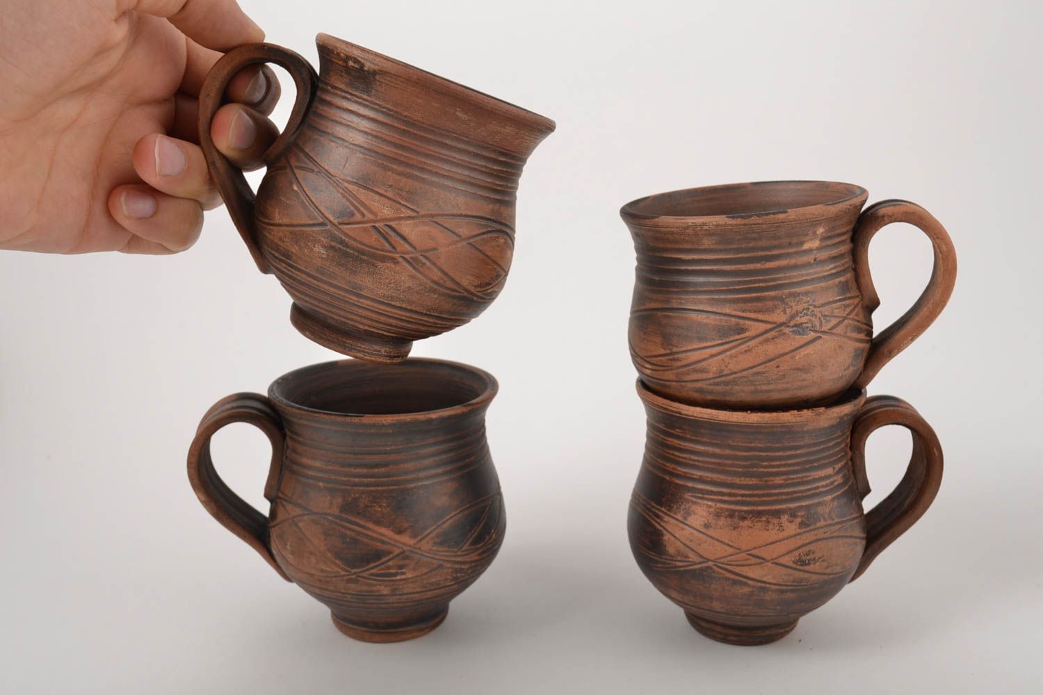 Tazas originales hechas a mano cerámica artesanal vasijas de barro estilosas foto 5