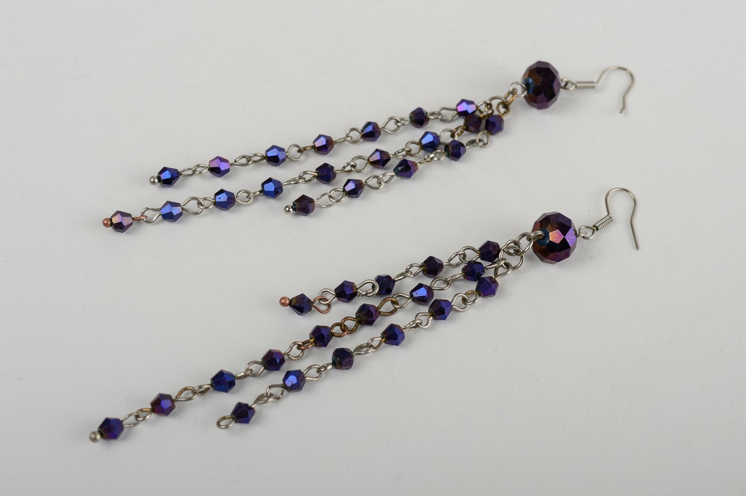 Long beaded earrings handmade earrings with charms stylish accessories photo 2