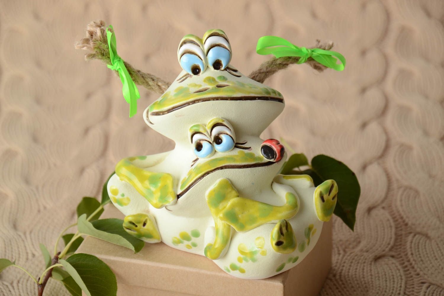 Handmade Keramik Spardose Geschenk für Kinder Haus Deko niedliche Frösche foto 1