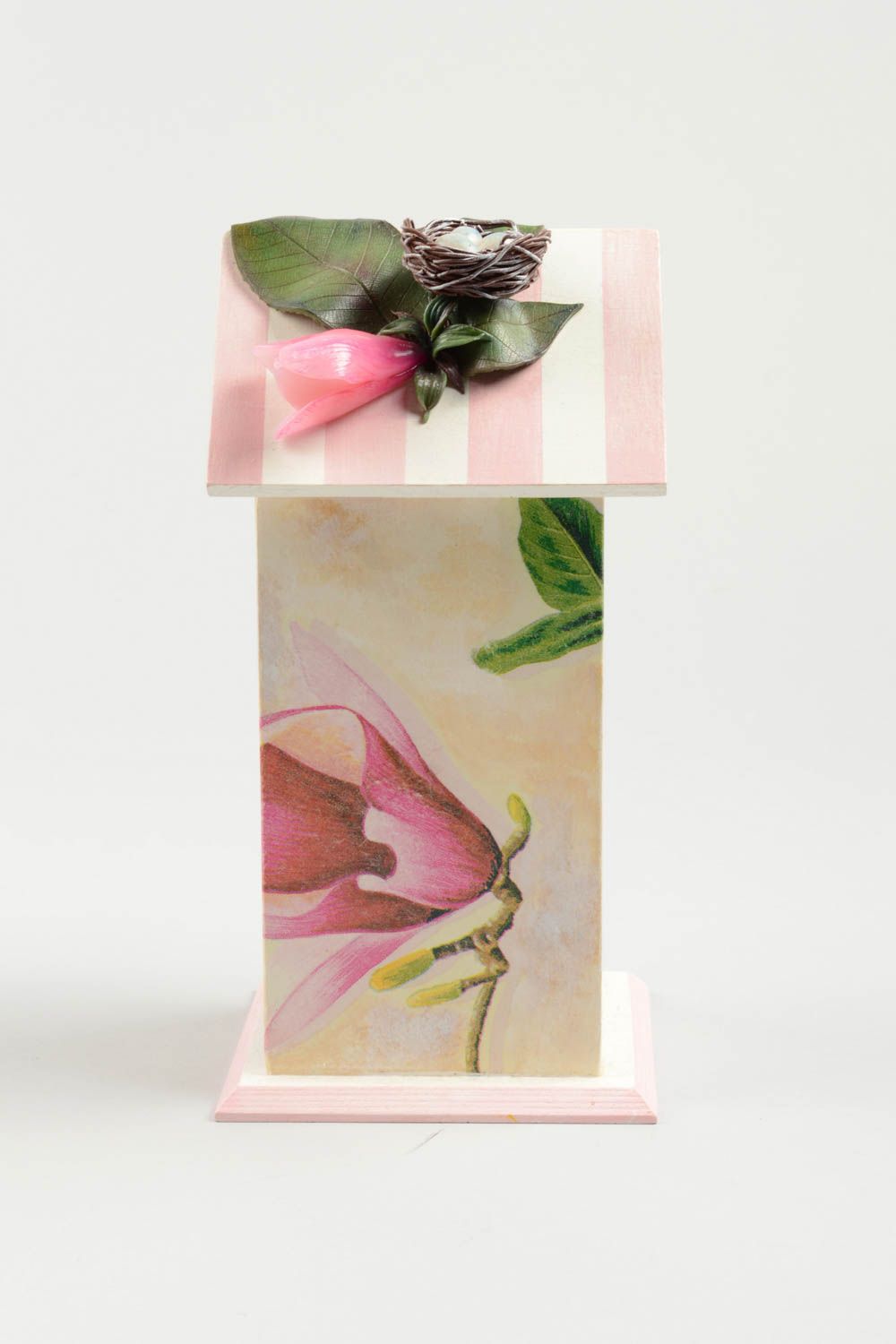 Teebeutel Aufbewahren handgefertigt Holz Box Küchen Zubehör mit Blumen bemalt foto 3
