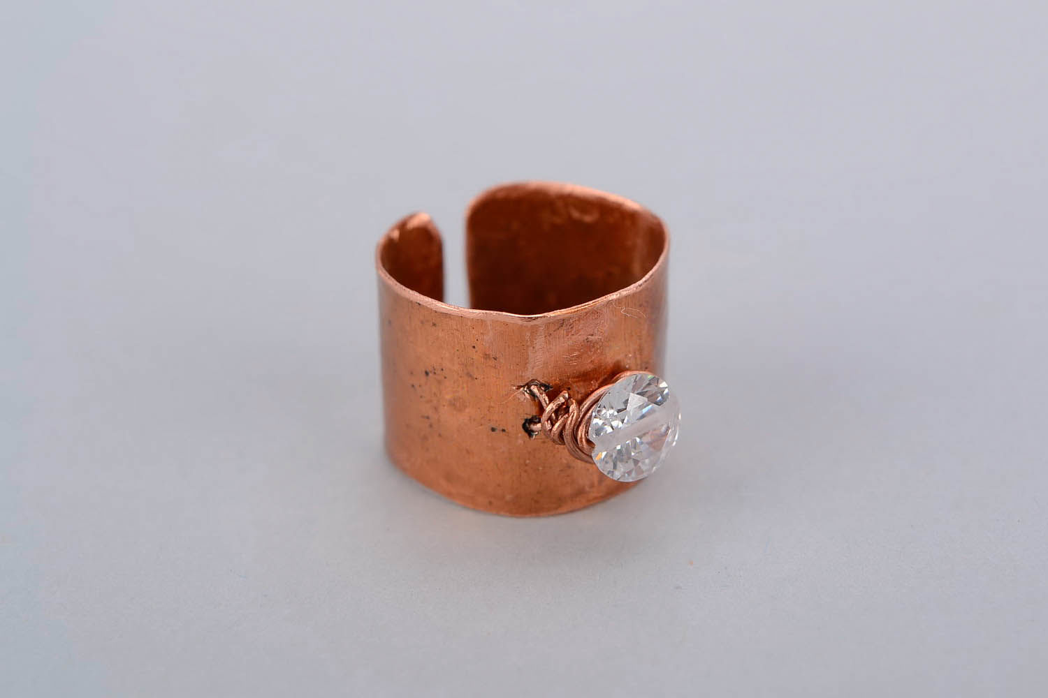Ring aus Kupfer mit Zirkonium, wire wrap foto 3