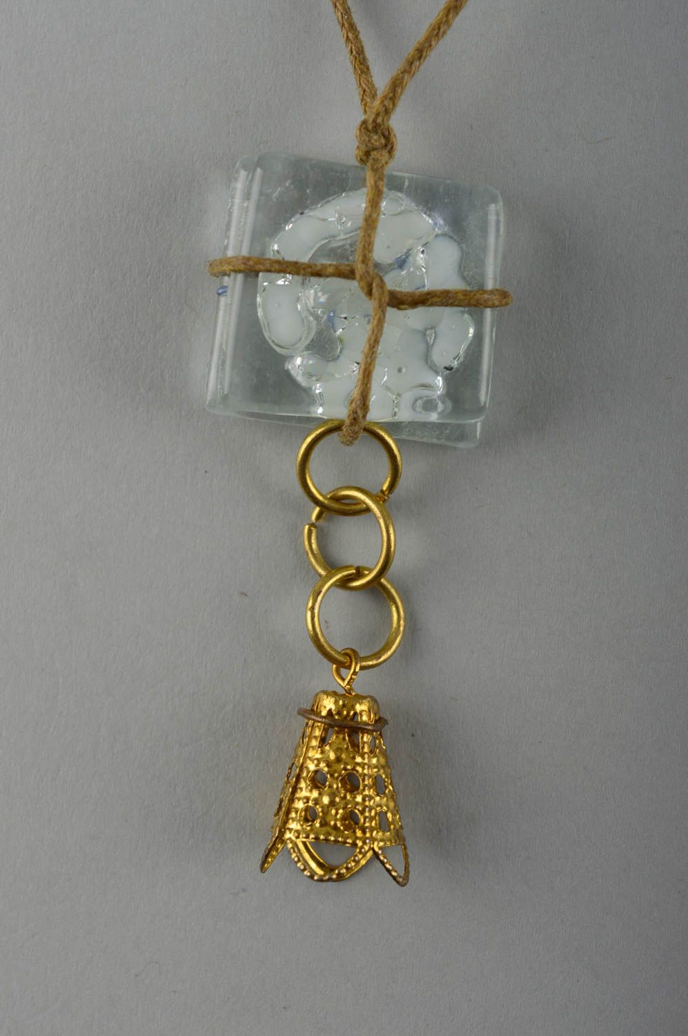 Handmade designer glass pendant unusual stylish pendant neck jewelry gift photo 4
