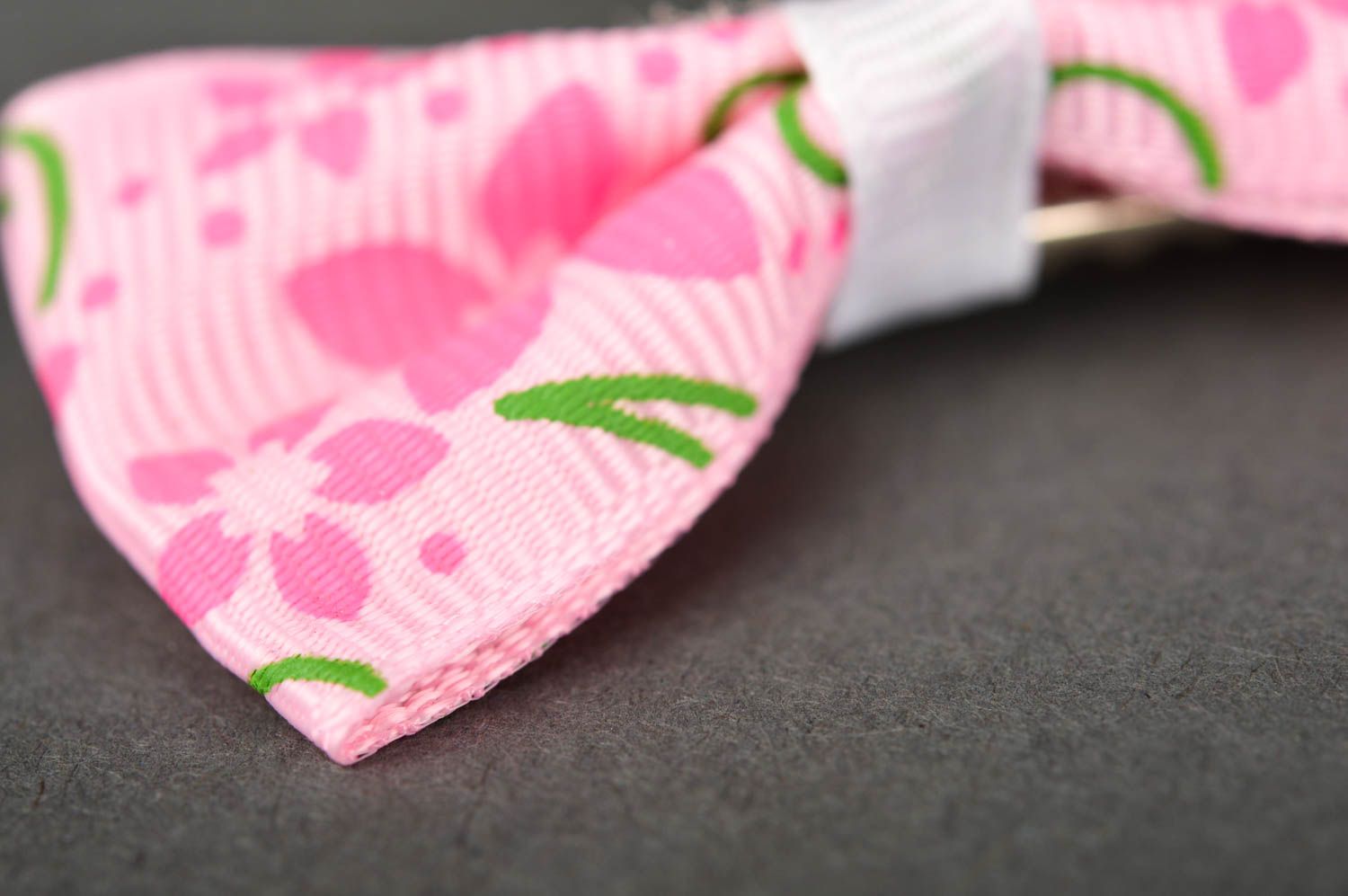 Barrette noeud faite main Pince cheveux rose à fleurs design Cadeau pour fille photo 5