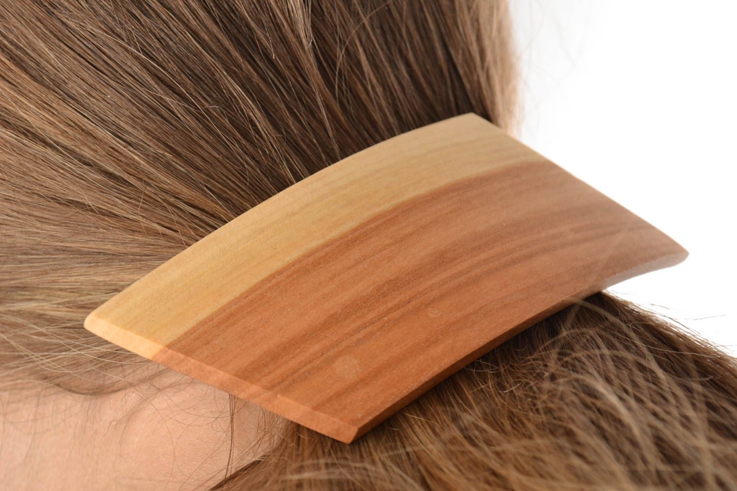 Barrette à cheveux en bois écologique belle accessoire pratique fait main photo 1