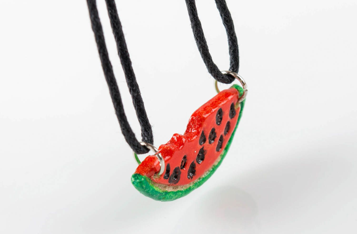 Ceramic handmade pendant watermelon shaped clay accessory designer clay pendant photo 5
