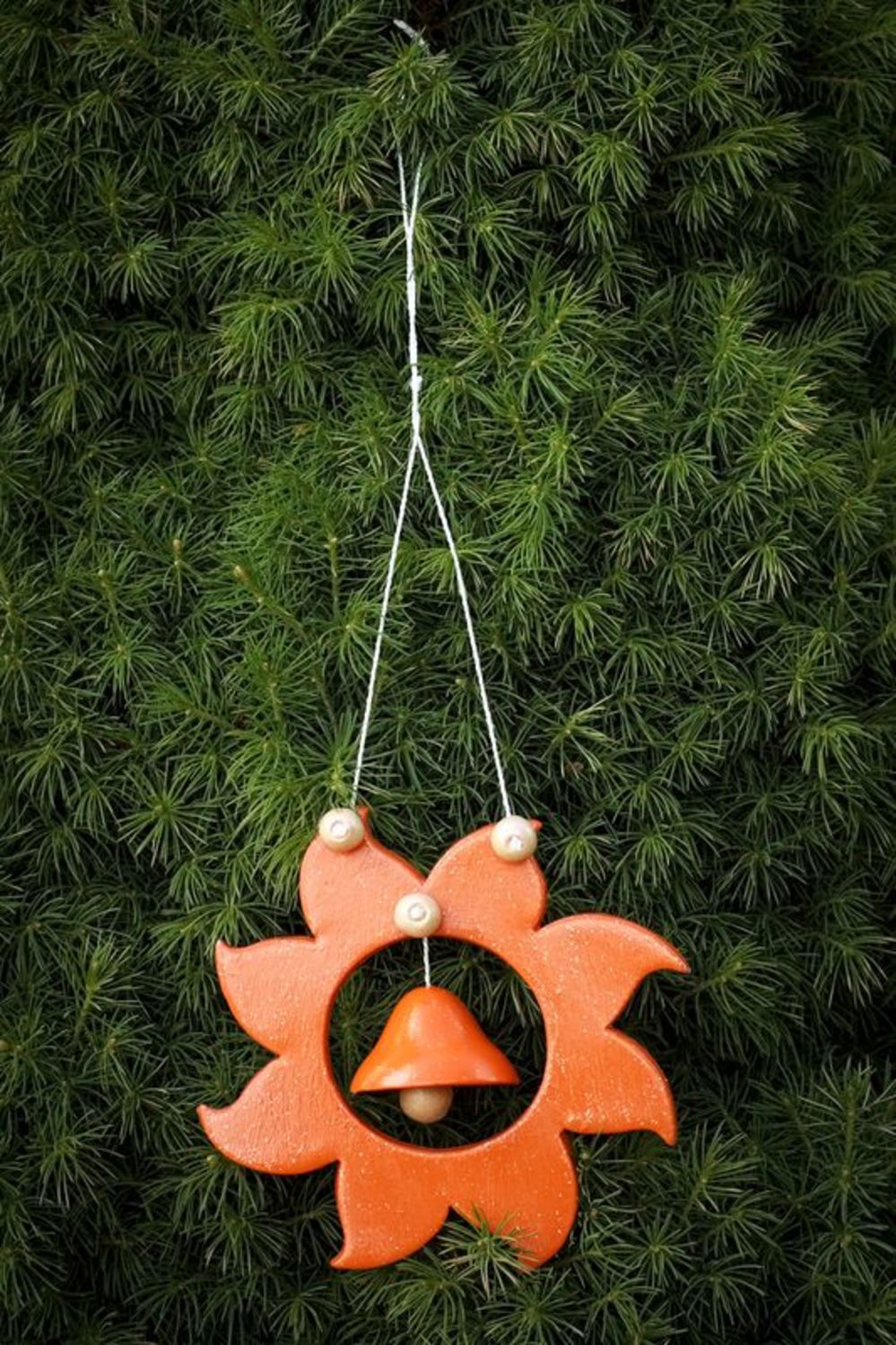 Suspension décorative Soleil avec clochette orange   photo 1