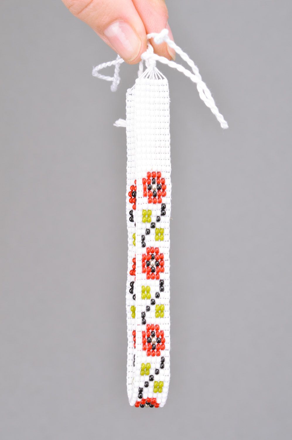 Ожерелье из бисера в технике плетения ручной работы в этнических мотивах женское фото 3