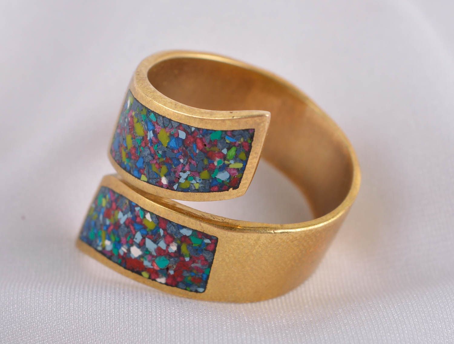 Кольцо ручной работы украшение из латуни модное кольцо оригинальное с камнями фото 1