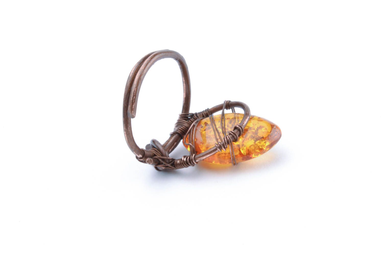Copper ring with amber photo 4