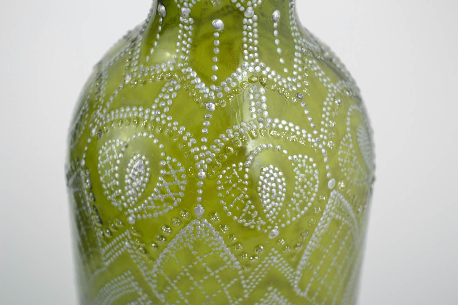 Schöne Glas Flasche handmade bemalte dekorative Flasche Haus Deko grün foto 2