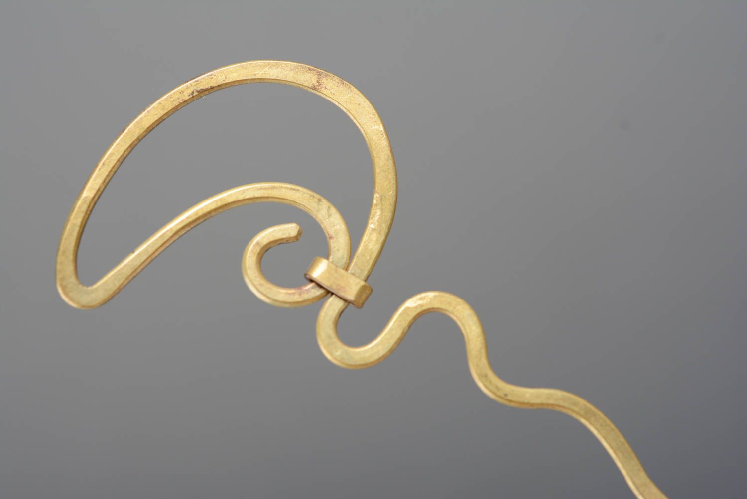 Handgemachte originelle gelbe Wire Wrap Haarnadel aus Messing Haarschmuck foto 3