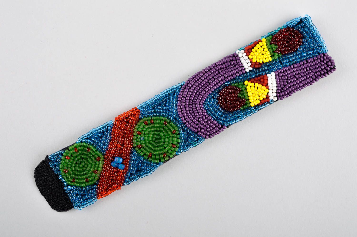 Beaded bracelet woven bracelet handmade wide bracelet with beads for women photo 5