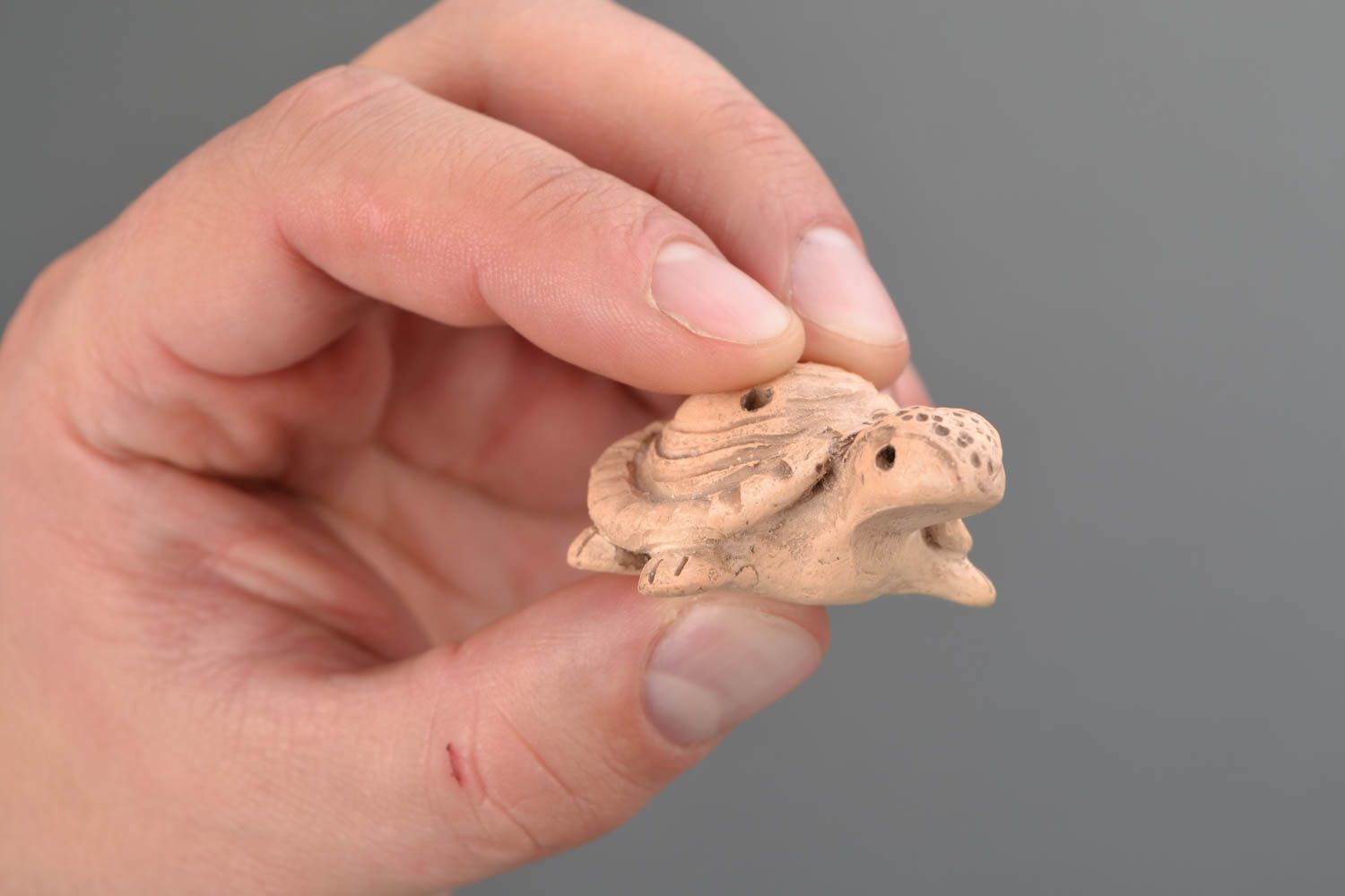 Керамическая свистулька ручная лепка Черепаха фото 2
