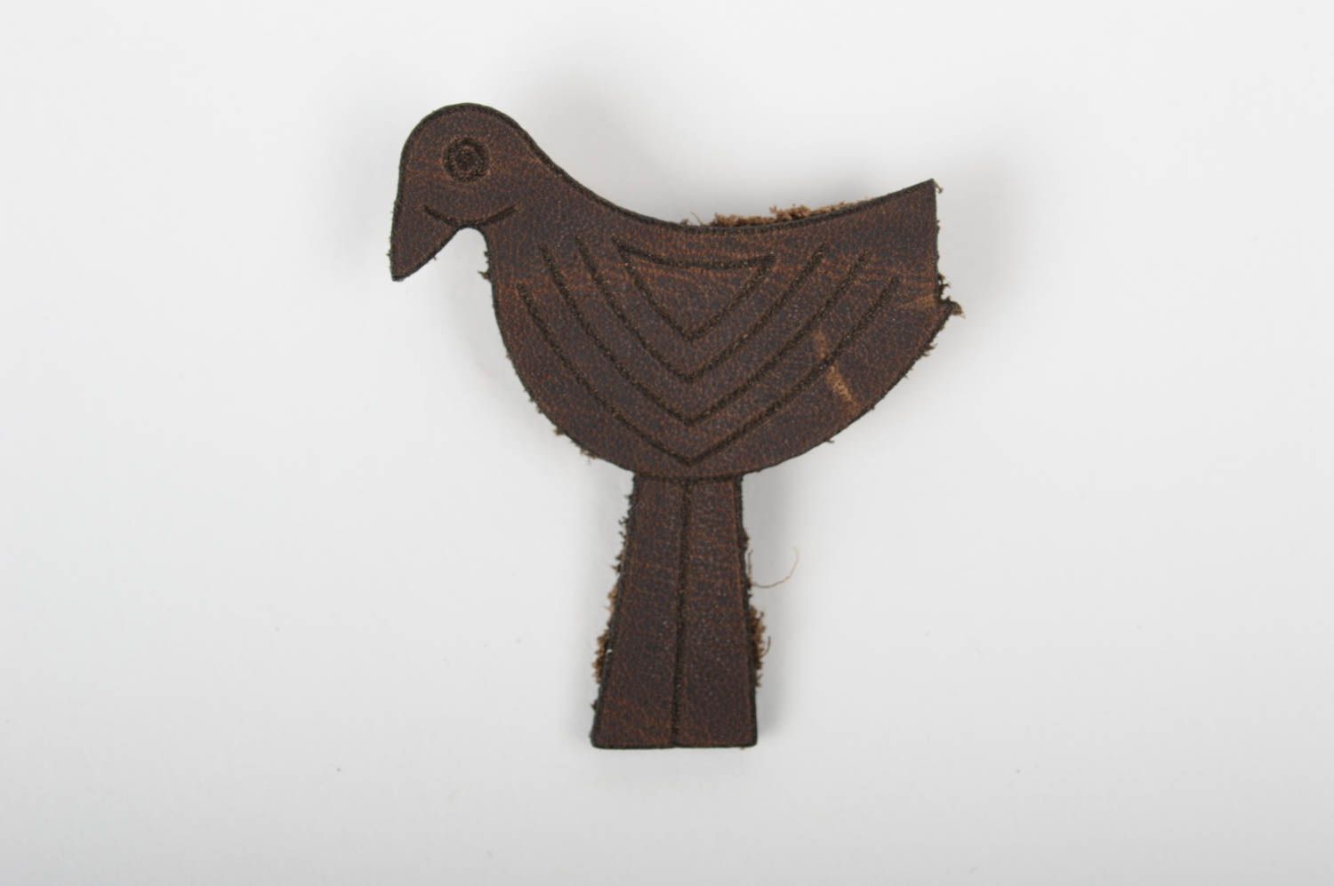 Broche en cuir faite main Accessoire femme petit oiseau marron Cadeau femme photo 2