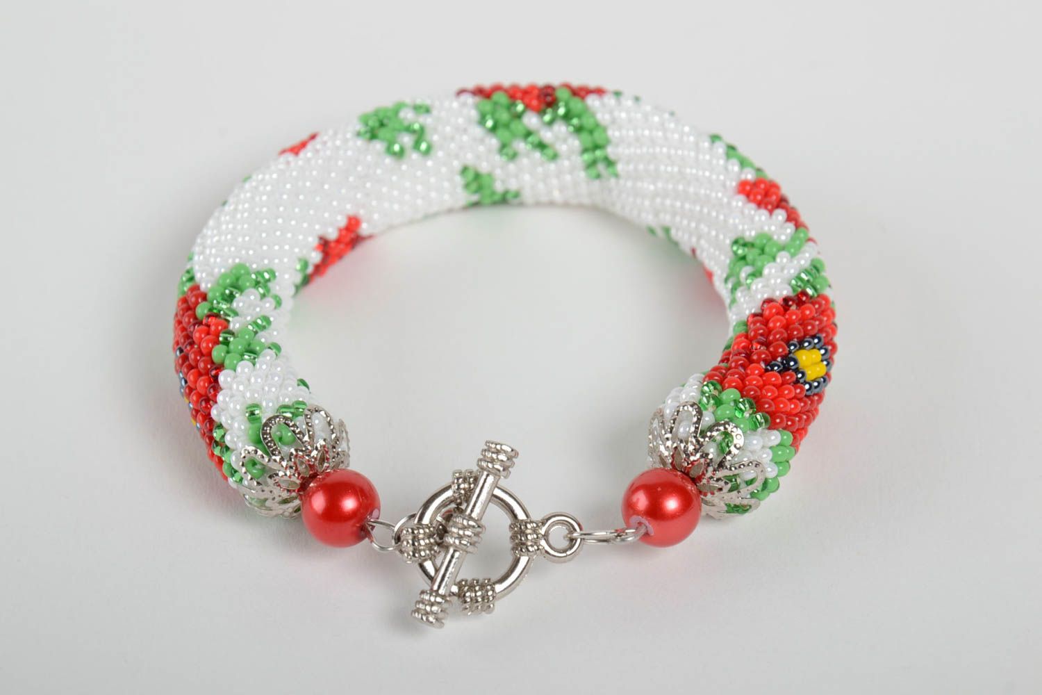 Bracelet perles de rocaille Bijou fait main motif floral Accessoire femme design photo 4