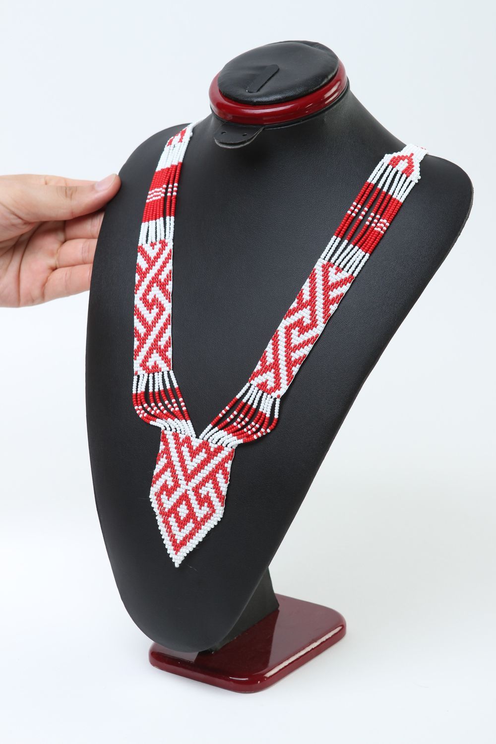 Ожерелье из бисера ручной работы гердан из бисера этническое украшение фото 3