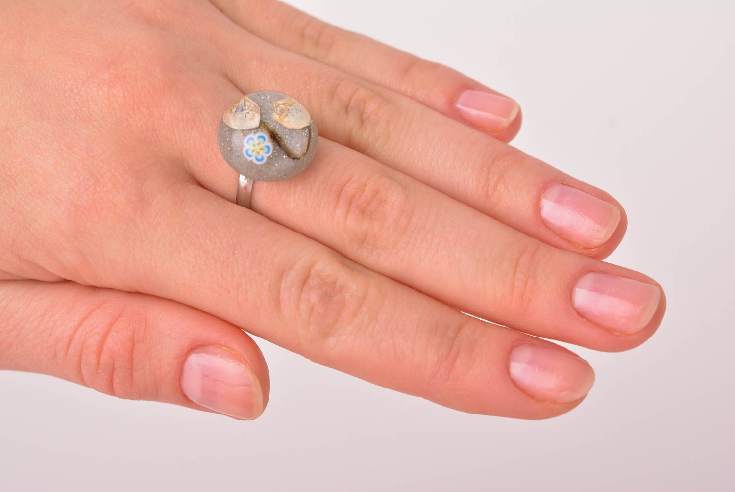 Кольцо ручной работы кольцо из эпоксидной смолы цветочное женское кольцо фото 4