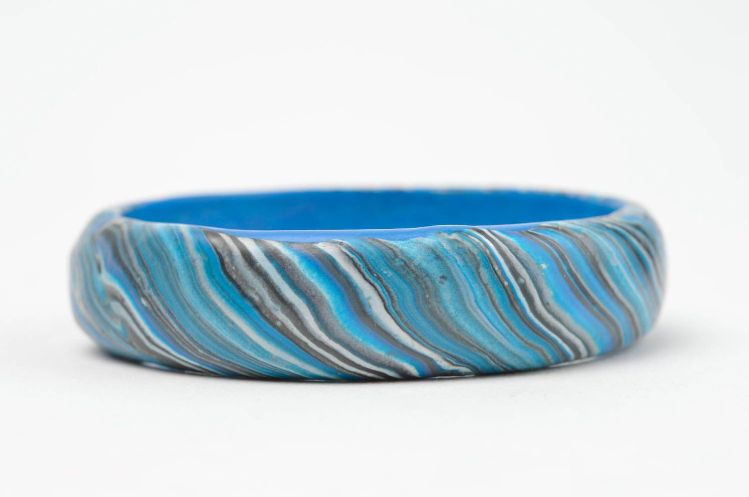 Blaues Armband aus Polymer Ton schöner origineller handmade Schmuck für Frauen  foto 2
